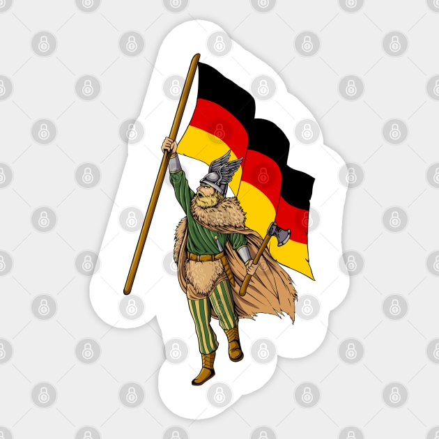 Germanic warrior with flag - Germany Sticker by Modern Medieval Design